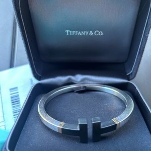Iconic Tiffany & Co. Ceramic, Sterling Silver, 18k Yellow Gold “T” Bracelet